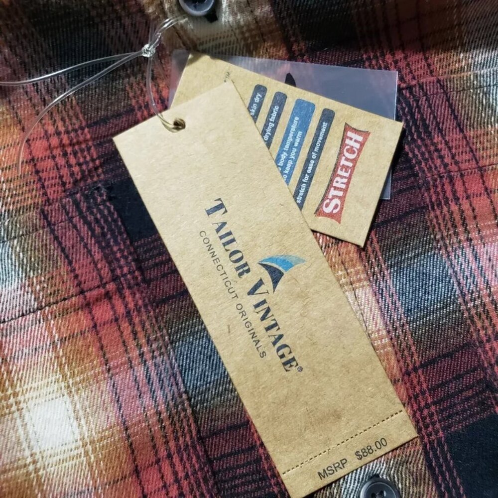 NWT Tailor Vintage Flannel Button Down Shirt Men's Small Maple Lodge Plaid - Picture 7 of 9